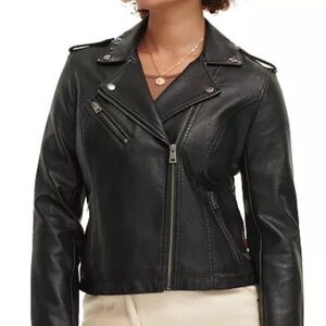 Levi's Black Faux Leather Bomber Jacket